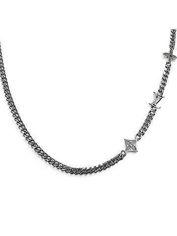 Louis Vuitton LOUIS VUITTON (Louis Vuitton) 2023 model M01490 Monogram Row Necklace, Metal Accessory, Silver, Made in Italy, Men's, with Box and Dust Bag. (view 1)