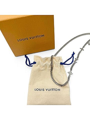 Louis Vuitton LOUIS VUITTON (Louis Vuitton) 2023 model M01490 Monogram Row Necklace, Metal Accessory, Silver, Made in Italy, Men's, with Box and Dust Bag. (view 2)
