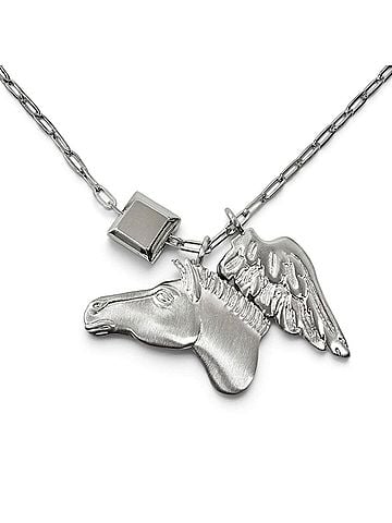Hermès HERMES Talisman Pegasus Chain Necklace, Silver, Made in Italy, Men's &amp; Women's, Comes with Box, Highly Recommended (view 1)