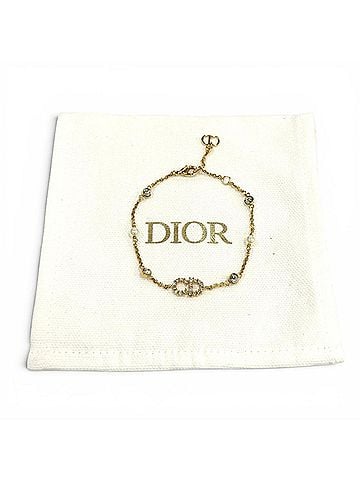 Christian Dior Christian Dior DIOR B3106WOMZI Claire D Lune Bracelet with CD logo, rhinestones, and faux pearls, gold, for women, dust bag. (view 2)