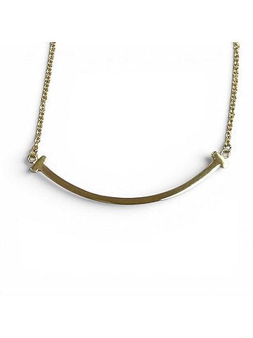 Tiffany & Co. TIFFANY&amp;Co. Tiffany T Smile Pendant Small AU750 (YG) Necklace Yellow Gold Weight 2.86g Women's (view 1)