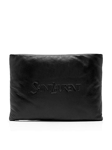 Saint Laurent Saint Laurent Lambskin Logo Puffy Pouch (view 1)