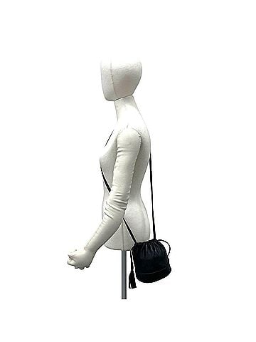 Bottega Veneta BOTTEGA VENETA Vintage Intrecciato Leather Tassel Drawstring Mini Shoulder Bag, Black 31902 (view 2)