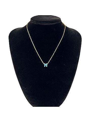 Hermès HERMES Mini Pop H Necklace GP Lacquer Pendant Choker Gold Blue 65140 (view 2)