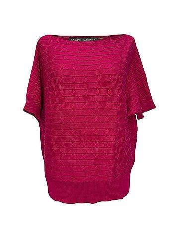 Ralph Lauren Ralph Lauren Boat Neck Cable-Knit Sweater Top in Pink Cotton (view 1)