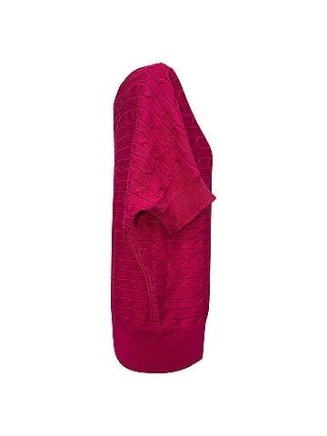 Ralph Lauren Ralph Lauren Boat Neck Cable-Knit Sweater Top in Pink Cotton (view 2)