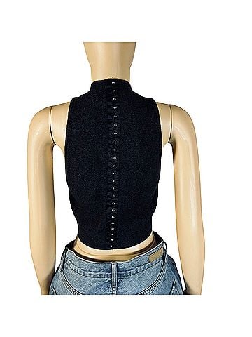 Victoria's Secret Victorias Secret Women's Crop Top Sleeveless with Mock Turtleneck and Hook and Eye Details on Back Sleeveless Top (view 2)