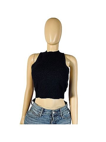 Victoria's Secret Victorias Secret Women's Crop Top Sleeveless with Mock Turtleneck and Hook and Eye Details on Back Sleeveless Top (view 1)