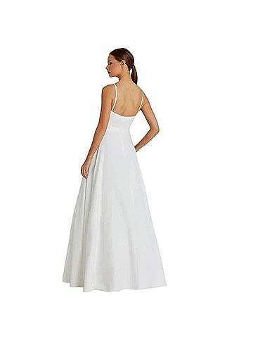 Mac Duggal Ieena For Mac Duggal White Classic A-Line V-Neck Ballgown Cocktail Dress (view 2)