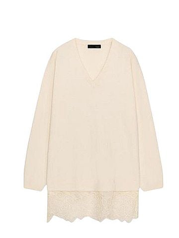 Zara LONG COMBINATION LACE KNIT JUMPER Pullover Sweater (view 1)