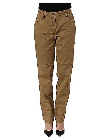 Plein Sud Brown Straight Cotton Stretch Chino Women's Pants (view 1)