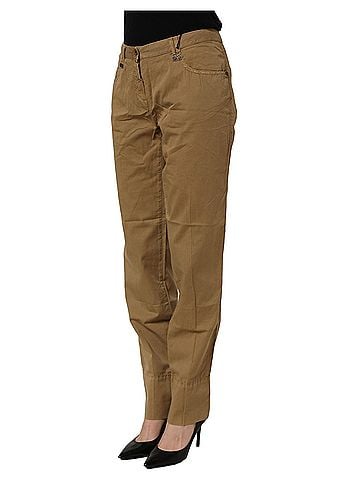 Plein Sud Brown Straight Cotton Stretch Chino Women's Pants (view 2)