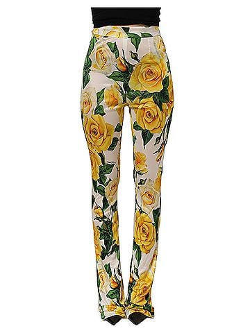Dolce & Gabbana Multicolor Floral High Waist Straight Women's Pants (view 1)