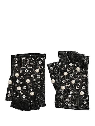 Dolce & Gabbana Black Pearl Embellished Wrist Length Women's Gloves (view 1)