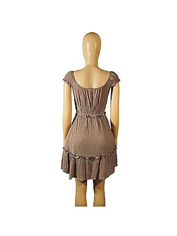 Blu Pepper Blu Pepper Taupe Ruffle-Trim Smocked Mini Dres Cocktail Dress (view 1)