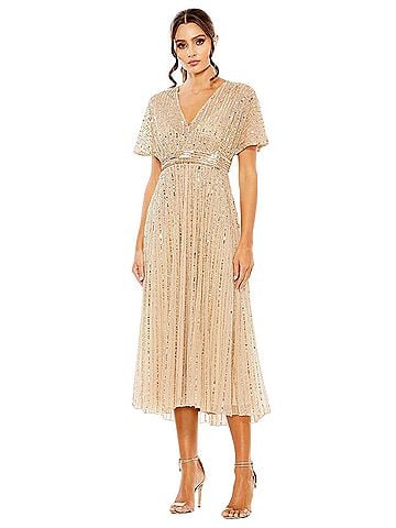 Mac Duggal Mac Duggal Sequin Wedding Guest Dress Taupe 14007 Sz 4 NWT $398 Cocktail Dress (view 1)
