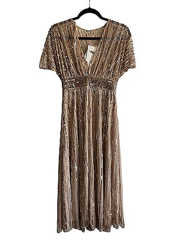 Mac Duggal Mac Duggal Sequin Wedding Guest Dress Taupe 14007 Sz 4 NWT $398 Cocktail Dress (view 2)