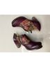 Elite 100% Leather Floral Burgundy Ankle Boots Size 9 - photo 7