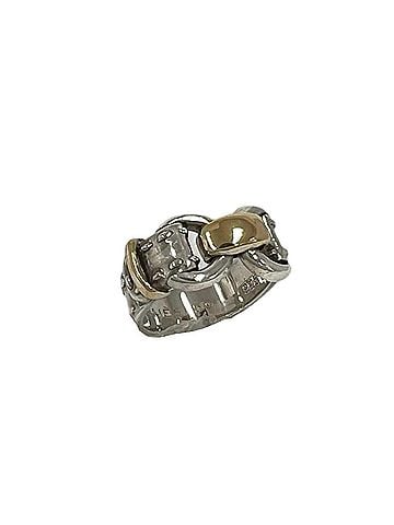 Hermès HERMES Vintage Montevideo Ring, Sterling Silver 925, 18K Yellow Gold, and Item No. 19031 (view 1)