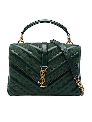 Saint Laurent Medium Chevron Calfskin and Suede Monogram College Satchel (view 1)