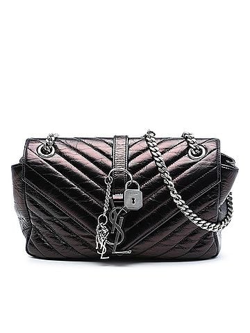Saint Laurent Medium Chevron Metallic Crinkled Calfskin Punk Chain Bag (view 1)