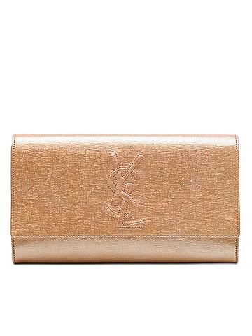 Saint Laurent Large Textured Patent Monogram Belle De Jour Clutch (view 1)