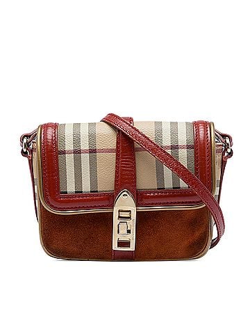 Burberry Mini Haymarket Check Coated Canvas and Suede Berkeley Crossbody (view 1)