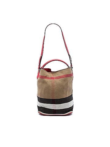 Burberry Medium Mega Check Canvas Ashby Bucket Bag (view 1)