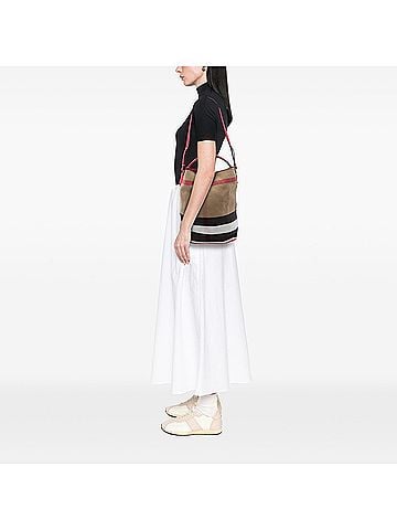 Burberry Medium Mega Check Canvas Ashby Bucket Bag (view 2)