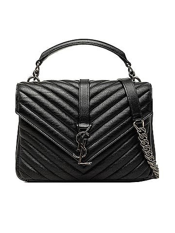 Saint Laurent Medium Chevron Sheepskin Monogram College Satchel (view 1)