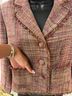 Talbots 100% Silk 100% Acetate Tweed Pink Purple Teal Blazer Size 4 - photo 9