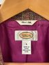 Talbots 100% Silk 100% Acetate Tweed Pink Purple Teal Blazer Size 4 - photo 3