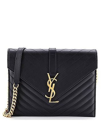 Saint Laurent Classic Monogram Envelope Chain Bag Matelasse Chevron Leather Medium (view 1)