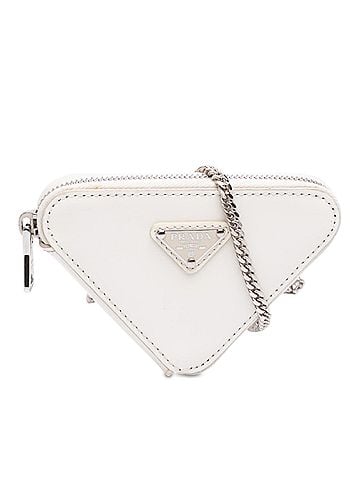 Prada Mini Brushed Leather Triangle Chain Pouch (view 1)