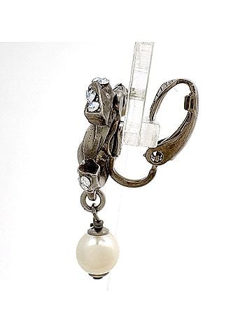 Chanel Chanel earrings, Coco Mark, swing style, metal, rhinestone, faux pearl, women's. (view 2)
