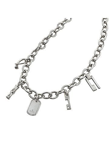 Gucci Gucci necklace with 5 charms, bamboo plate, G design, silver plated, silver, for women. (view 1)
