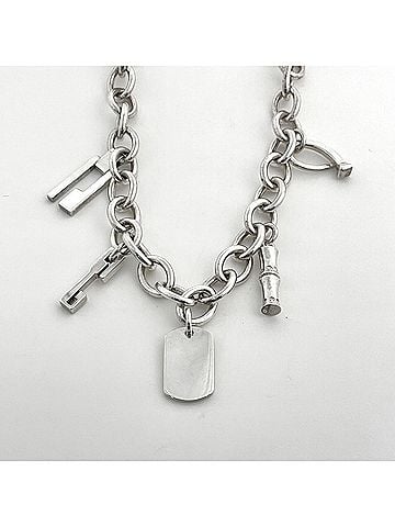Gucci Gucci necklace with 5 charms, bamboo plate, G design, silver plated, silver, for women. (view 2)