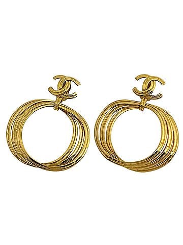 Chanel Chanel earrings, Coco Mark design, swing style, large size, for women. (view 1)