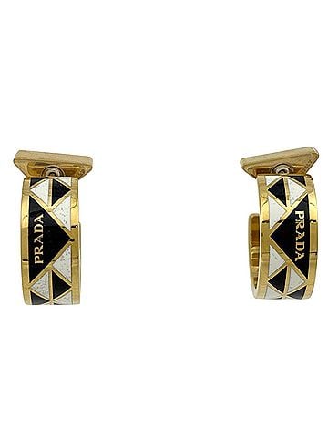 Prada Prada PRADA Earrings GP Metal White Black Women's (view 1)