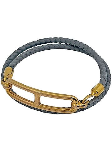 Hermès Hermes HERMES Roulis Double Tour Bracelet GP Leather Gold Gray Women's (view 1)