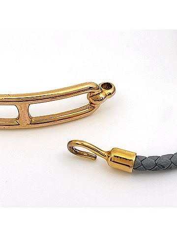 Hermès Hermes HERMES Roulis Double Tour Bracelet GP Leather Gold Gray Women's (view 2)