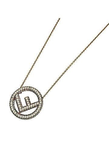 Fendi Fendi FENDI Necklace Round GP Rhinestone Gold Women's (view 1)