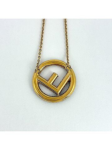 Fendi Fendi FENDI Necklace Round GP Rhinestone Gold Women's (view 2)