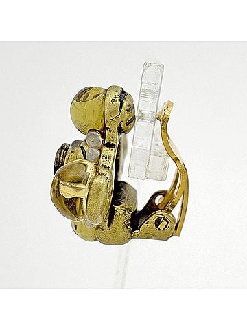 Chanel Chanel earrings, Coco Mark, Gripoix GP, colored stone, brown, for women. (view 2)