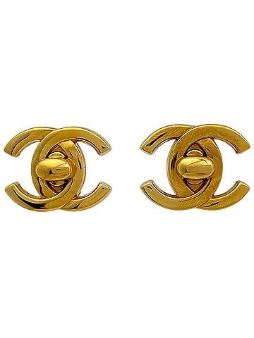 Chanel Chanel earrings, Coco Mark, turnlock, GP gold, women's. (view 1)