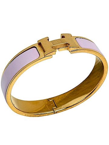 Hermès Hermes HERMES Click H Bangle Enamel Bracelet Clack Metal Silver Pink Women's (view 1)