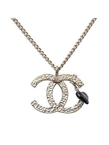 Chanel Chanel Coco Mark Heart Pendant Necklace 01P Gold Plated Women's CHANEL (view 2)