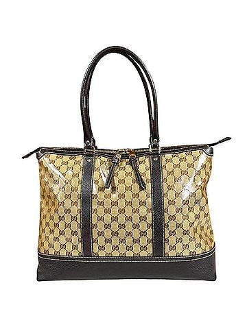 Gucci Gucci GG Crystal Tote Bag, Coated Canvas 327793, Brown, Women's GUCCI (view 1)