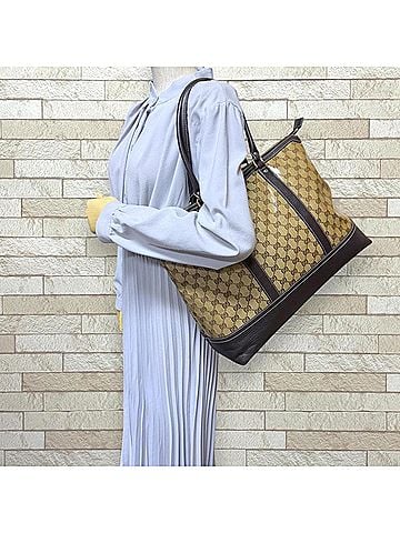 Gucci Gucci GG Crystal Tote Bag, Coated Canvas 327793, Brown, Women's GUCCI (view 2)