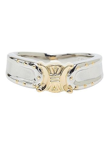 Céline Celine Pt900 Platinum 18KYG Yellow Gold Macadam Logo Design Ring - Women's CELINE 1 (view 1)